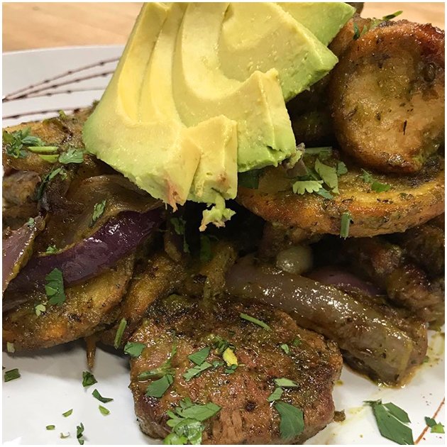 Beef dish with avocado