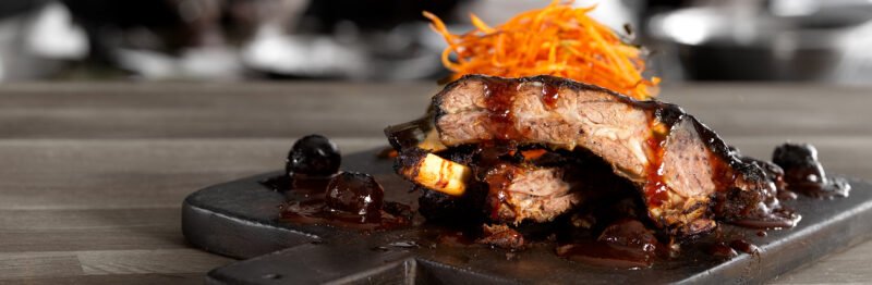 Beef back ribs on serving tray