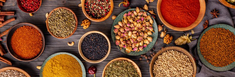 Numerous grains in bowls