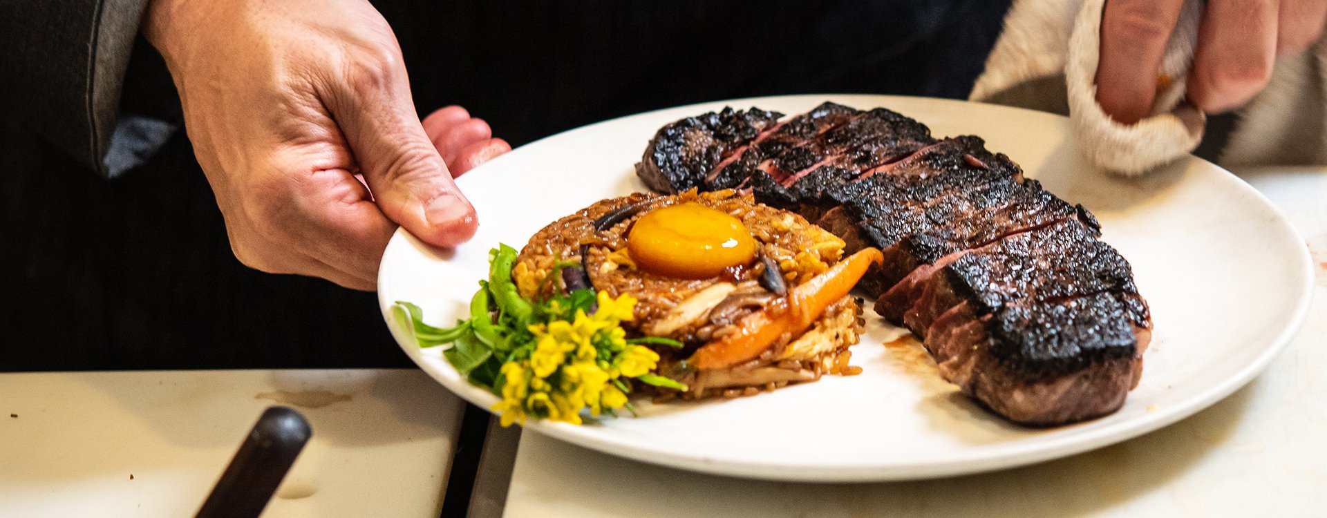 Plated New York strip