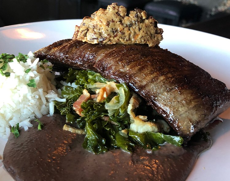 Brazilian Seared Skirt Steak With Braised Greens