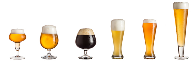 A variety of beer in different glasses