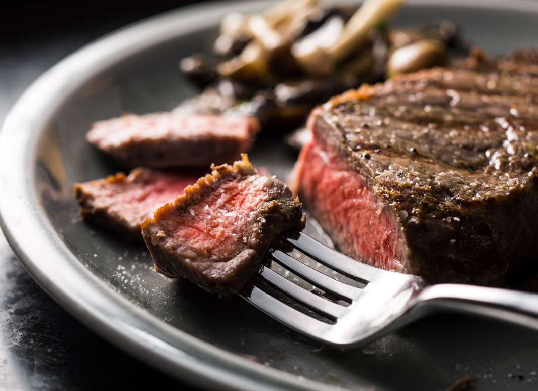 Perfectly cooked steak on a plate