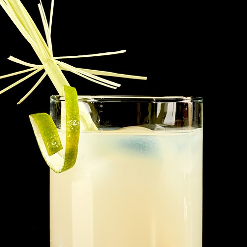 Jasmine's Lemongrass with muddled lemongrass, simple syrup, lemon juice, jasmine iced tea and lychee juice.